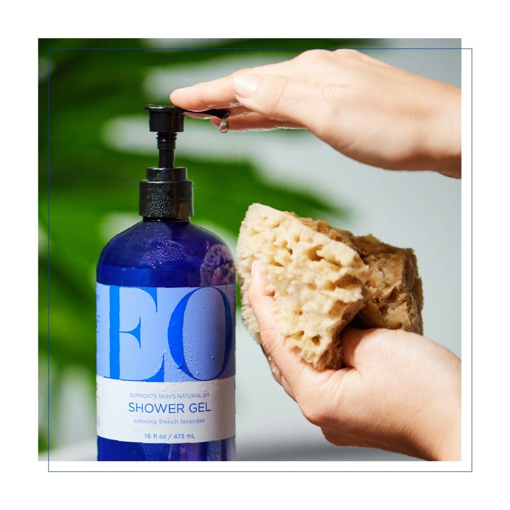 EO lavender sprig with product illustrating natural essential-oil benefit