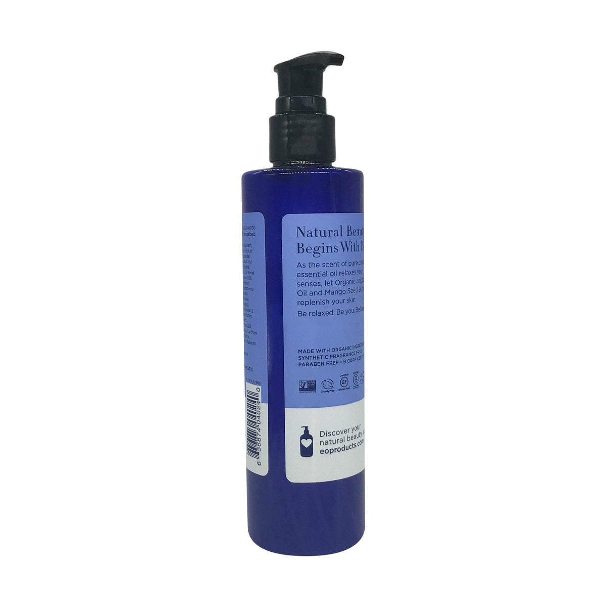 EO ingredients label detail showing clean formulation for informed product choice
