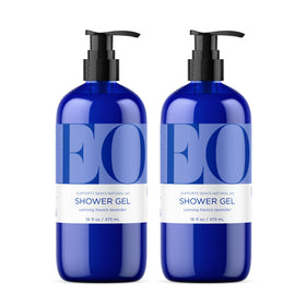 EO front packaging showing two lavender bottles and clear product benefits