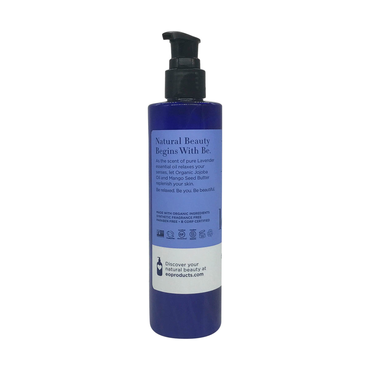EO lotion texture swipe on skin demonstrating lightweight absorption and smooth finish