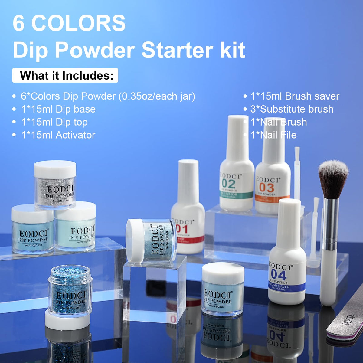 eodci size comparison and contents illustrating travel-ready complete set