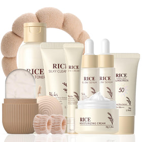 EONFAVE front packaging of rice skincare set showing gift-ready box and benefits