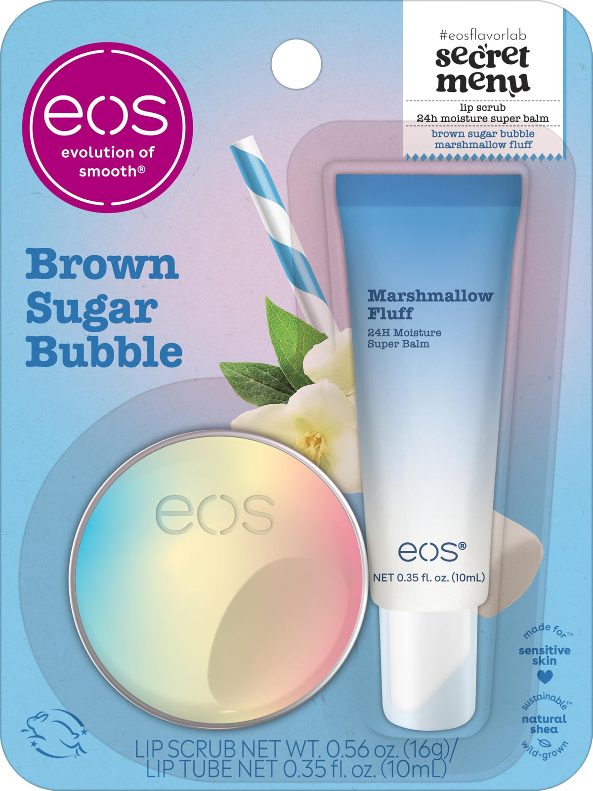 eos showing brown sugar bubble packaging with visible flavor and gift appeal
