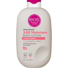 eos front pump bottle showing 16 fl oz size and tropical design