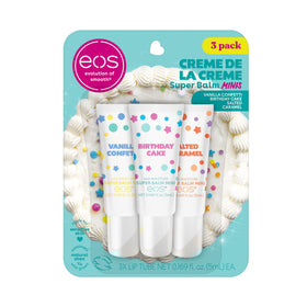 eos front packaging of Crème de la Crème 3-pack showing flavors and benefits