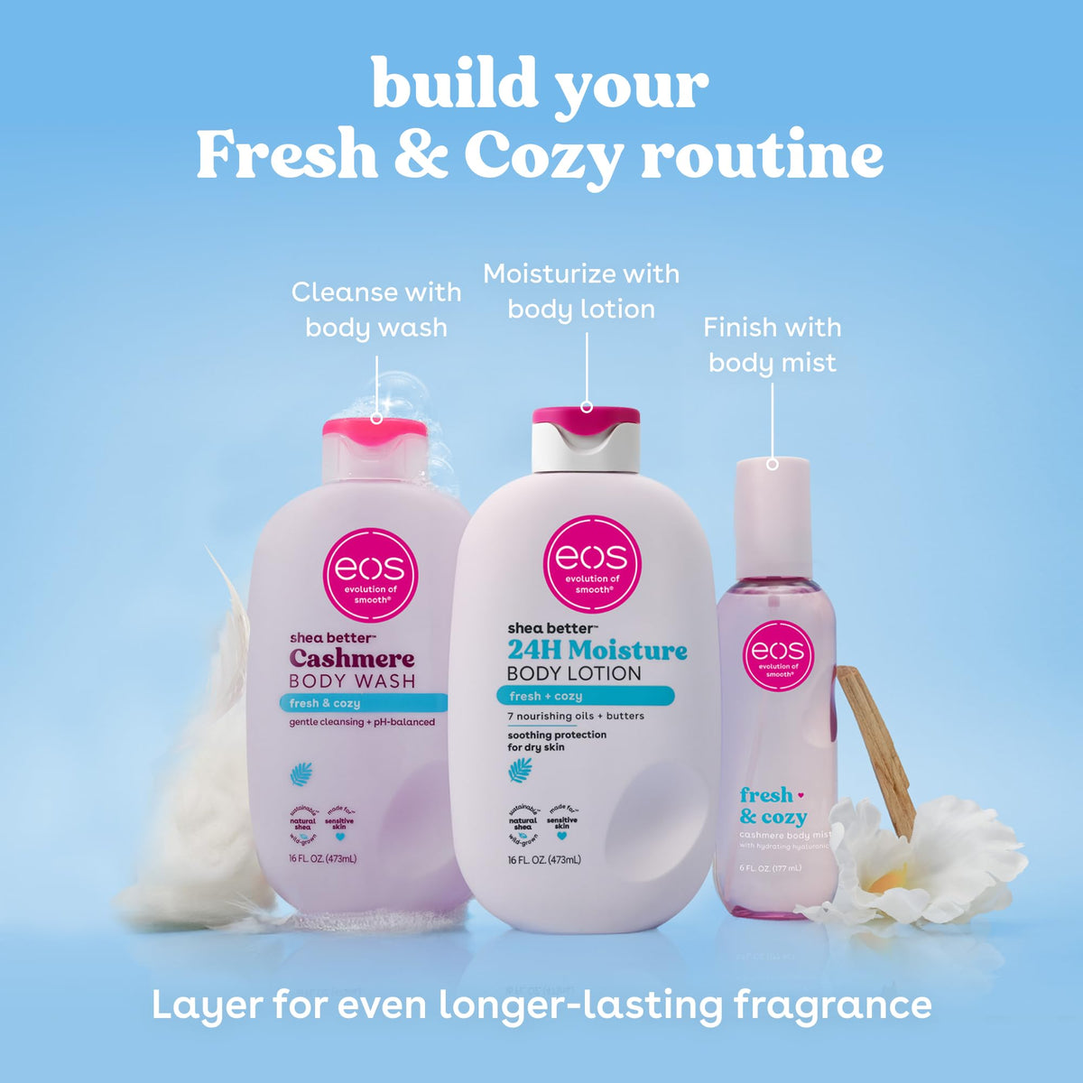 eos pour showing gel texture and how it spreads for gentle cleansing