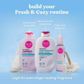 eos pour showing gel texture and how it spreads for gentle cleansing