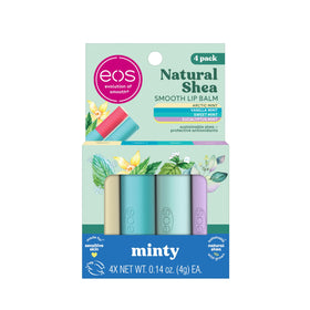 eos four-pack front packaging showing all mint flavors and gift-ready appeal