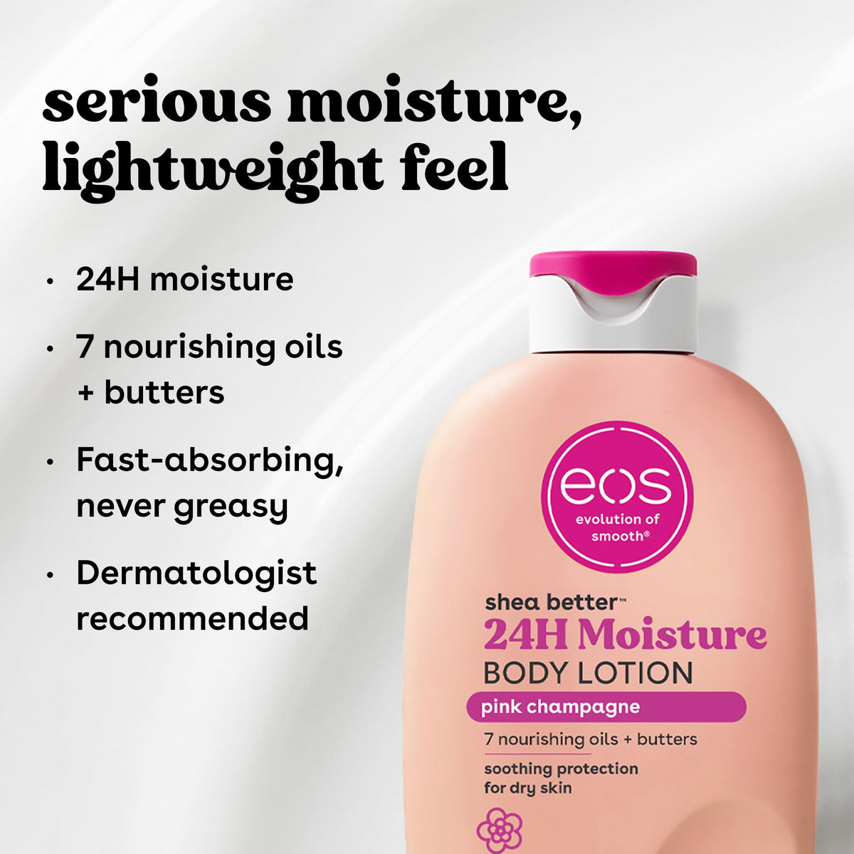 eos lotion applied on arm demonstrating smooth non-greasy finish
