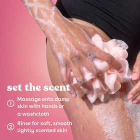 eos cream-gel texture on hand demonstrating rich moisturizing foam