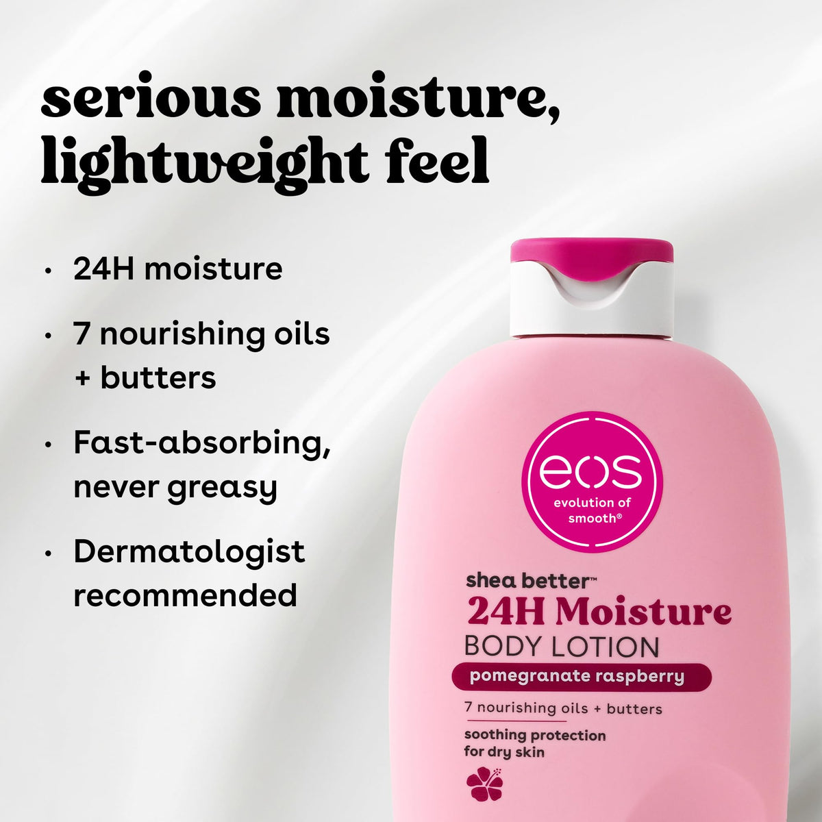 eos close-up label showing ingredients and clean-beauty benefits