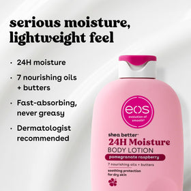 eos close-up label showing ingredients and clean-beauty benefits