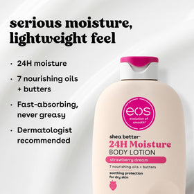 eos bottle open with lotion pour showing smooth application