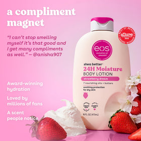 eos lotion creamy texture close-up demonstrating fast absorption