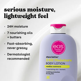 eos ingredient label view highlighting natural shea butter and oils