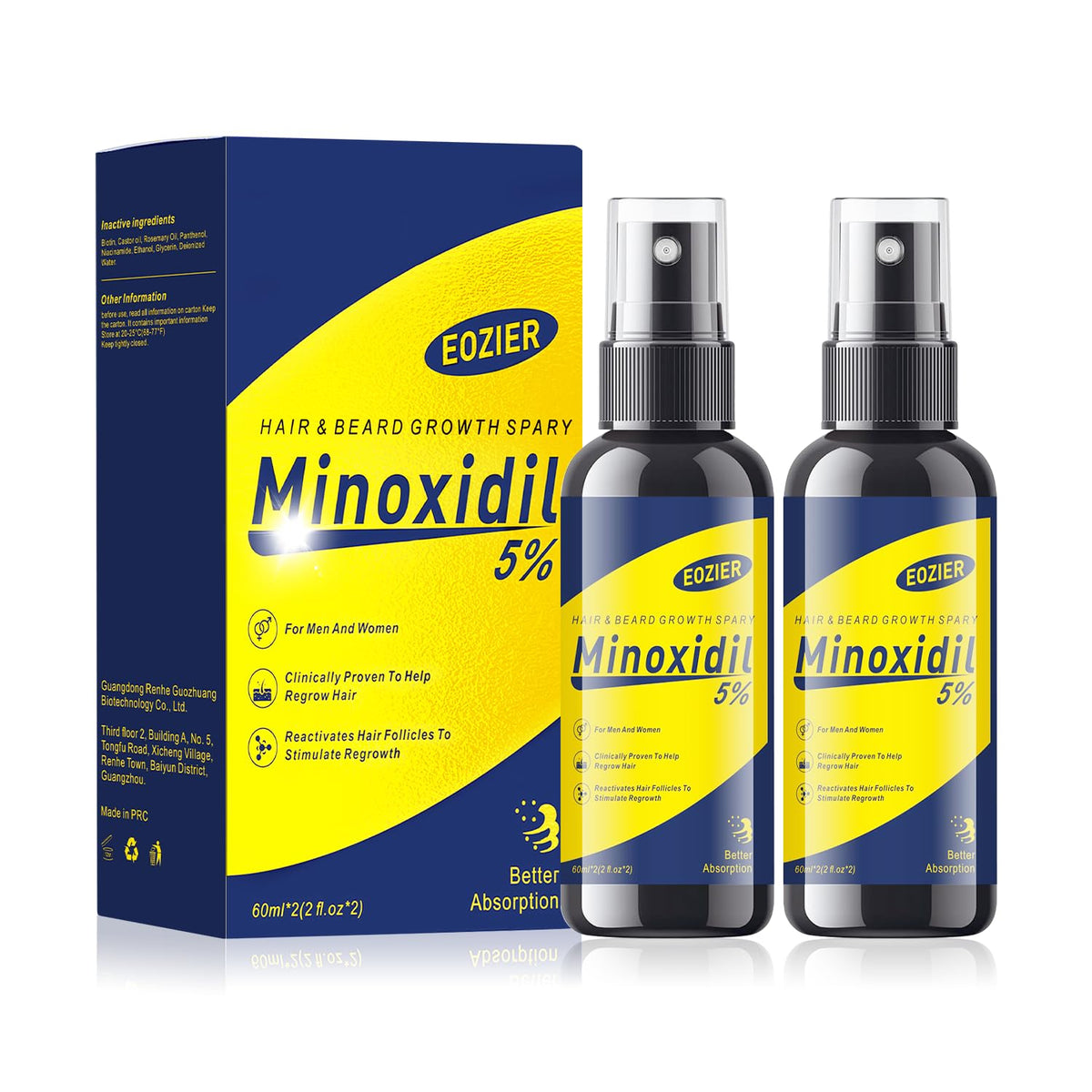 Eozier front 2-pack bottle set showing product and label benefits