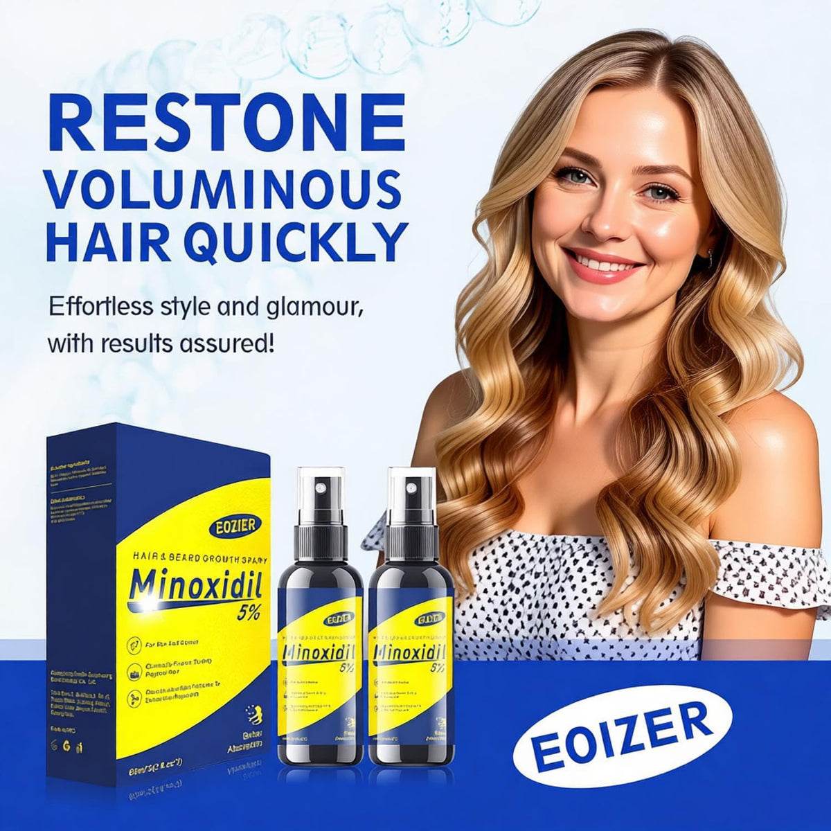Eozier applied to scalp area showing easy topical treatment use