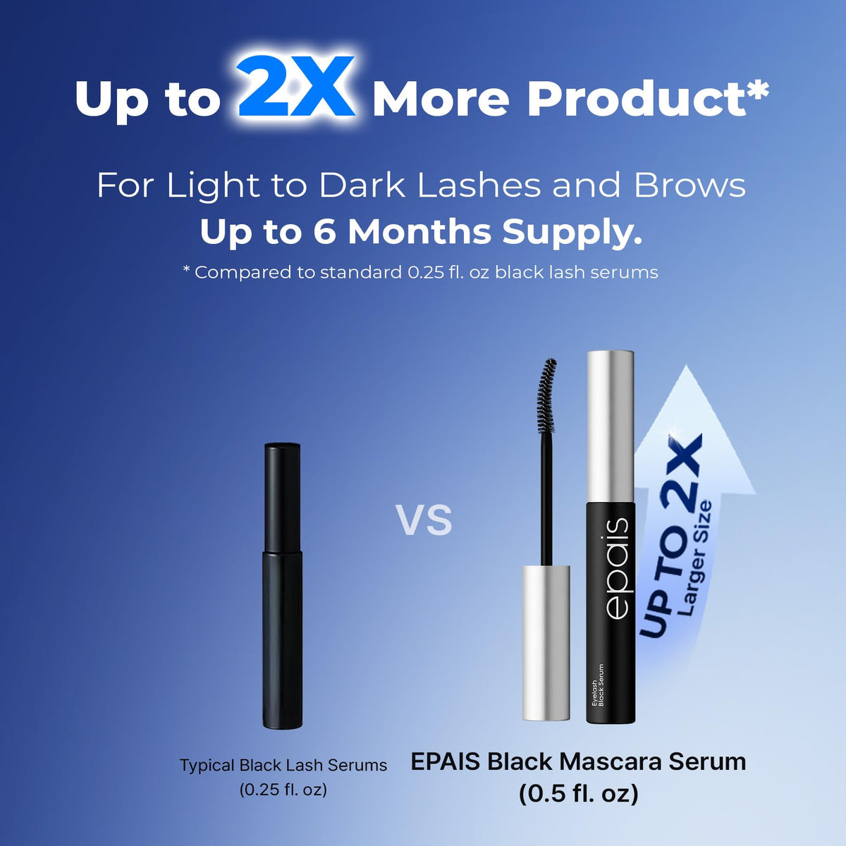 EPAIS before and after lashes showing darker, fuller-looking lashes