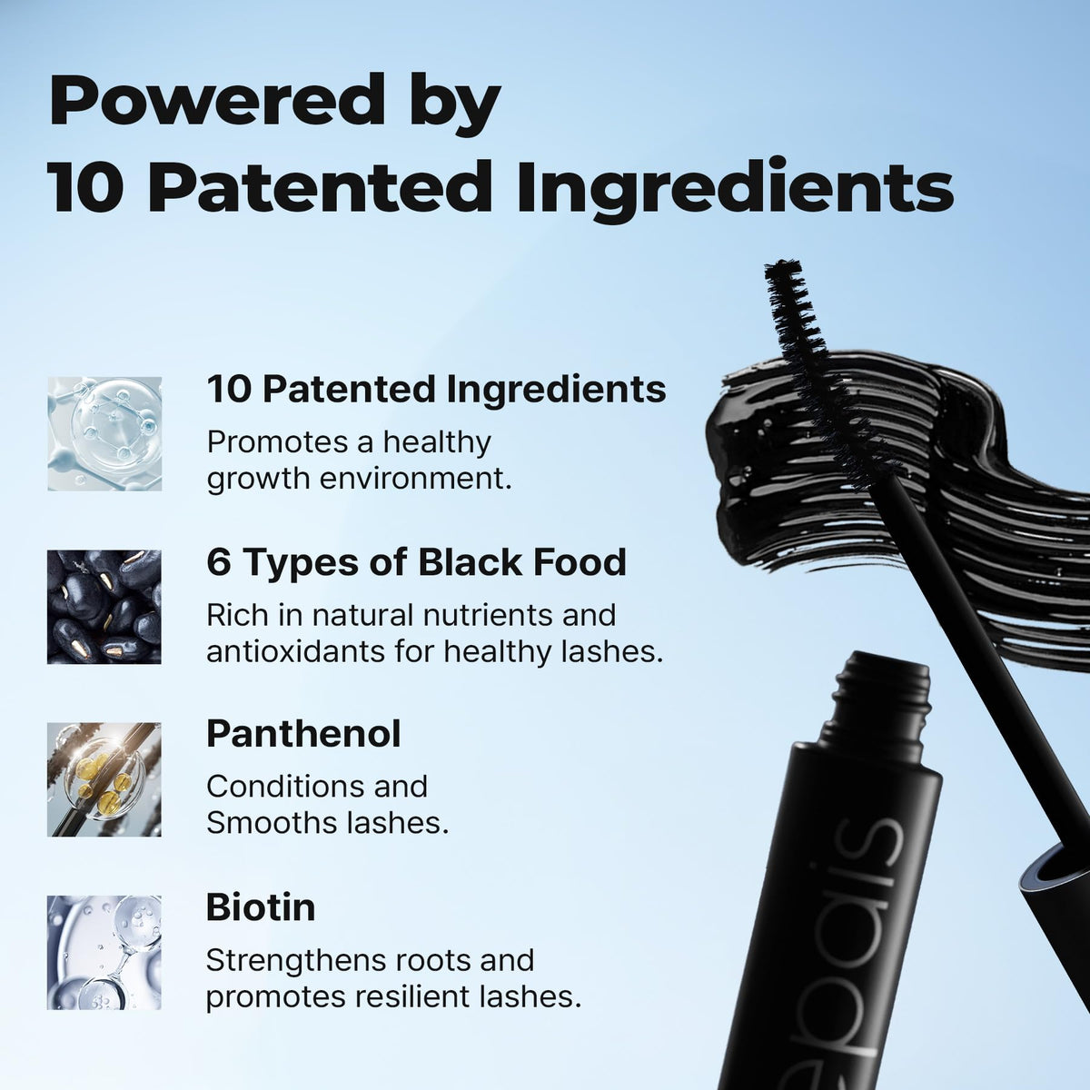 EPAIS charcoal and black soybean ingredients highlighting natural pigment