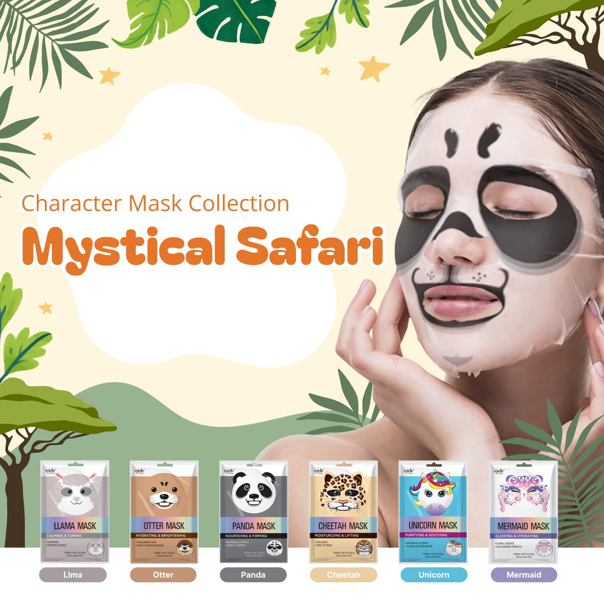 Close-up of Epielle otter face mask design highlighting gentle sheet texture and hydration