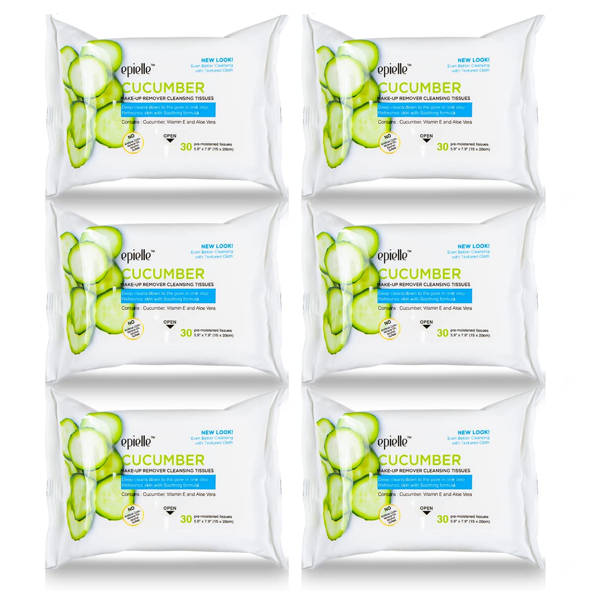 epielle front packaging showing cucumber wipes and benefit of gentle cleansing