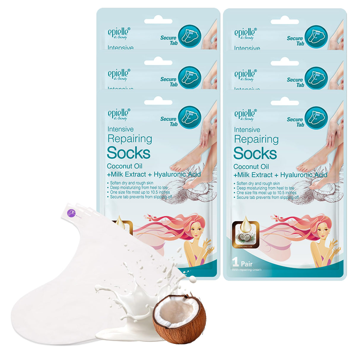 Epielle front packaging showing six pairs and product name benefits
