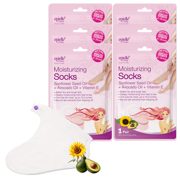 Epielle front packaging showing six pairs and benefits for soft feet