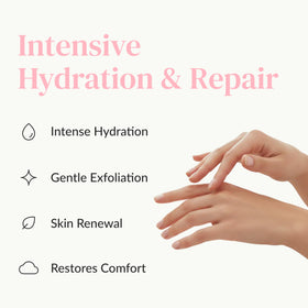 Epielle gloves being worn to soften hands during treatment