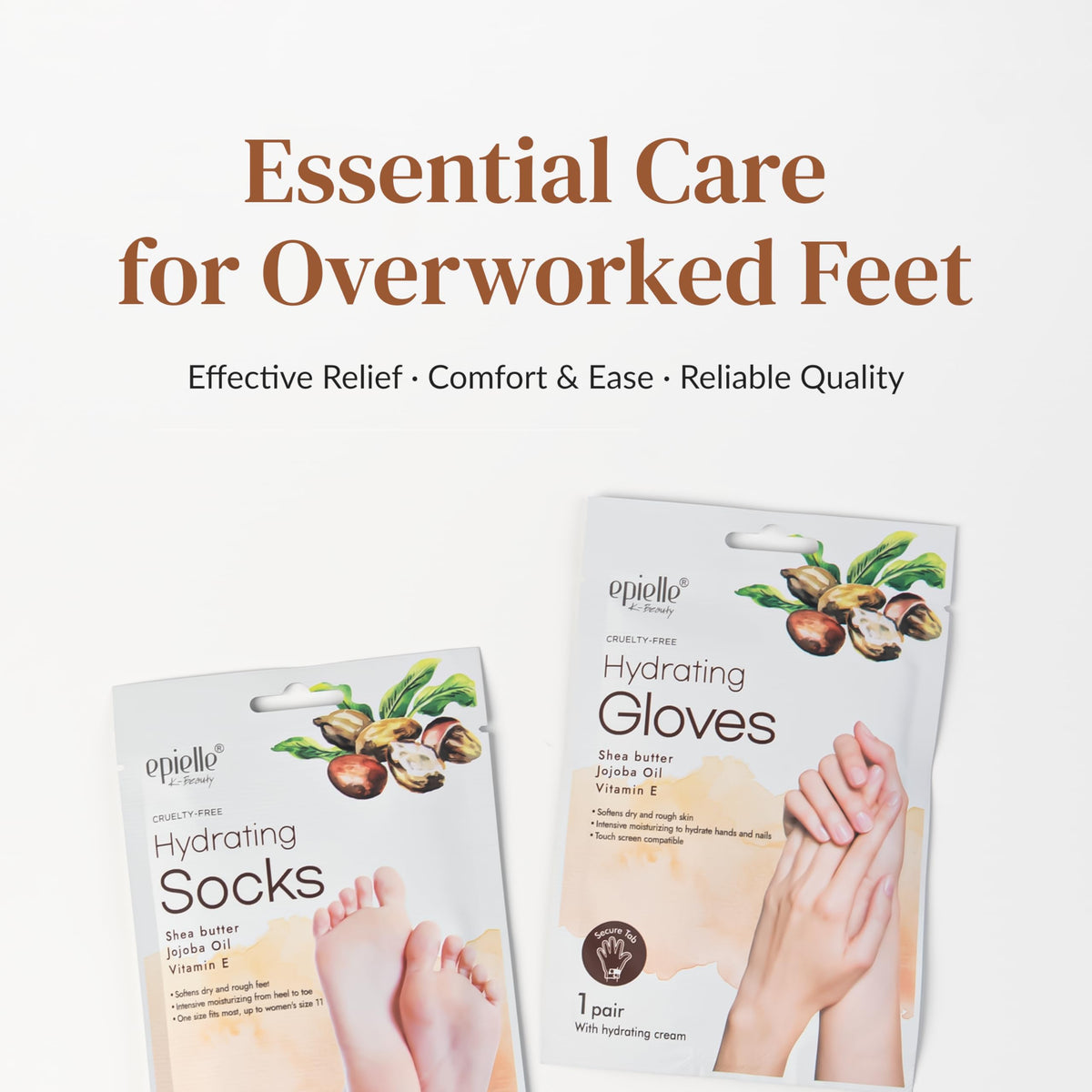 Epielle lifestyle spa scene with foot mask for relaxing at-home treatment benefit