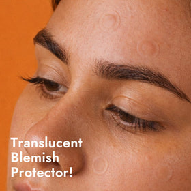 Epielle patch applied to cheek demonstrating protection and discreet look