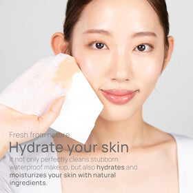 epielle wipe in hand demonstrating quick makeup removal and convenient use