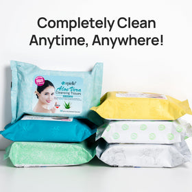 Hand holding Epielle wipe demonstrating convenient, mess-free makeup removal