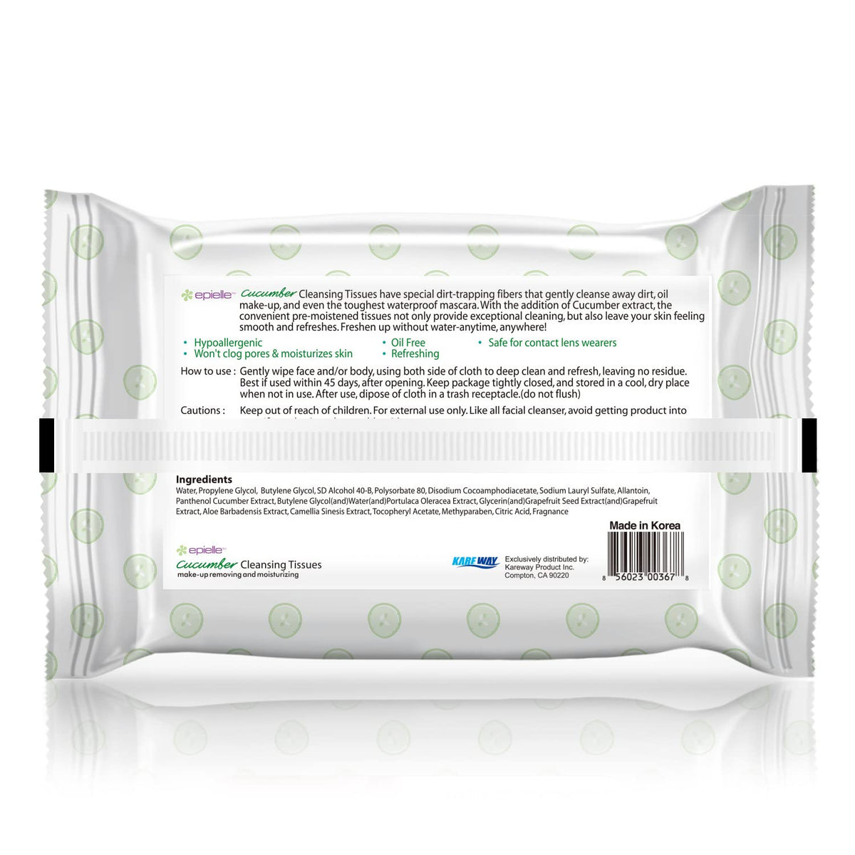 Epielle wipe next to coin for scale showing compact size and single-use convenience