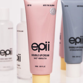 epii Double Up Cream on bathroom shelf in routine setting promoting daily use