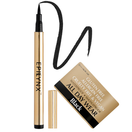 EPILYNX front packaging showing compact black 2mL eyeliner, perfect travel size