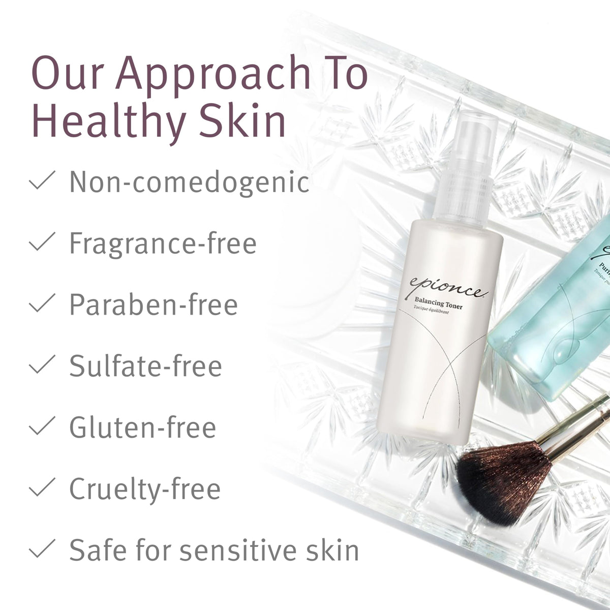 Epionce bottle in hand for scale, clear size view and travel-friendly benefit