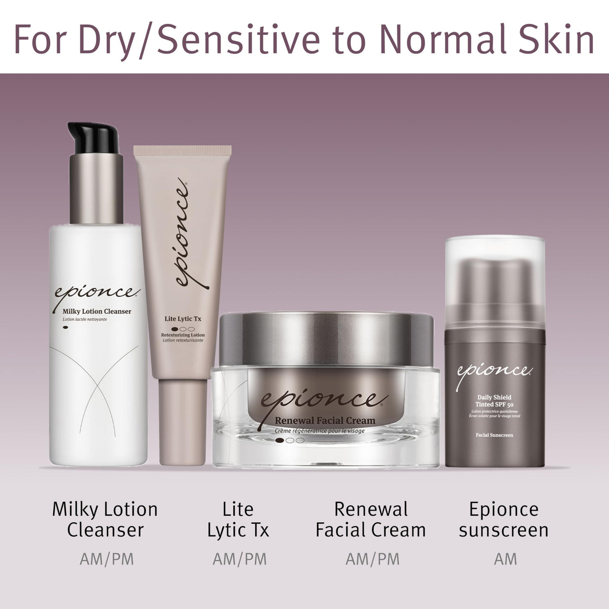 Epionce cream on bathroom shelf implying daily skincare routine benefit