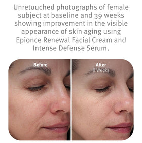 Epionce cream on fingertip ready to apply providing deep moisture
