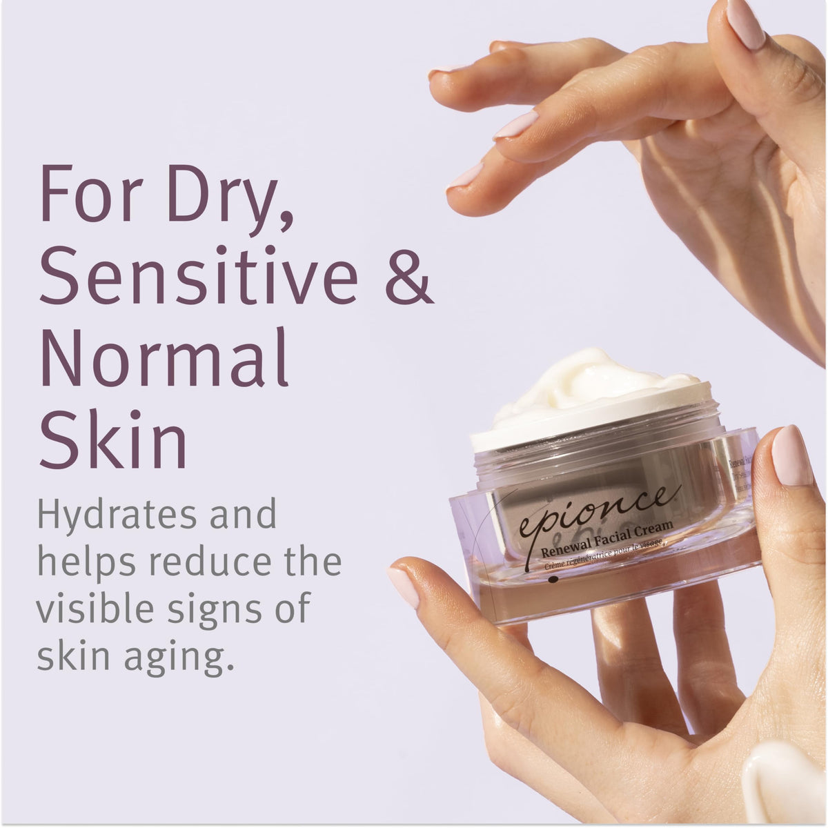 Epionce cream texture close-up highlighting rich, non-greasy hydration