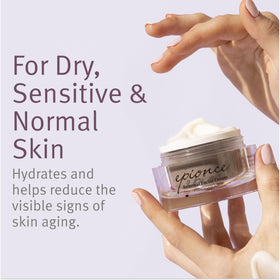 Epionce cream texture close-up highlighting rich, non-greasy hydration