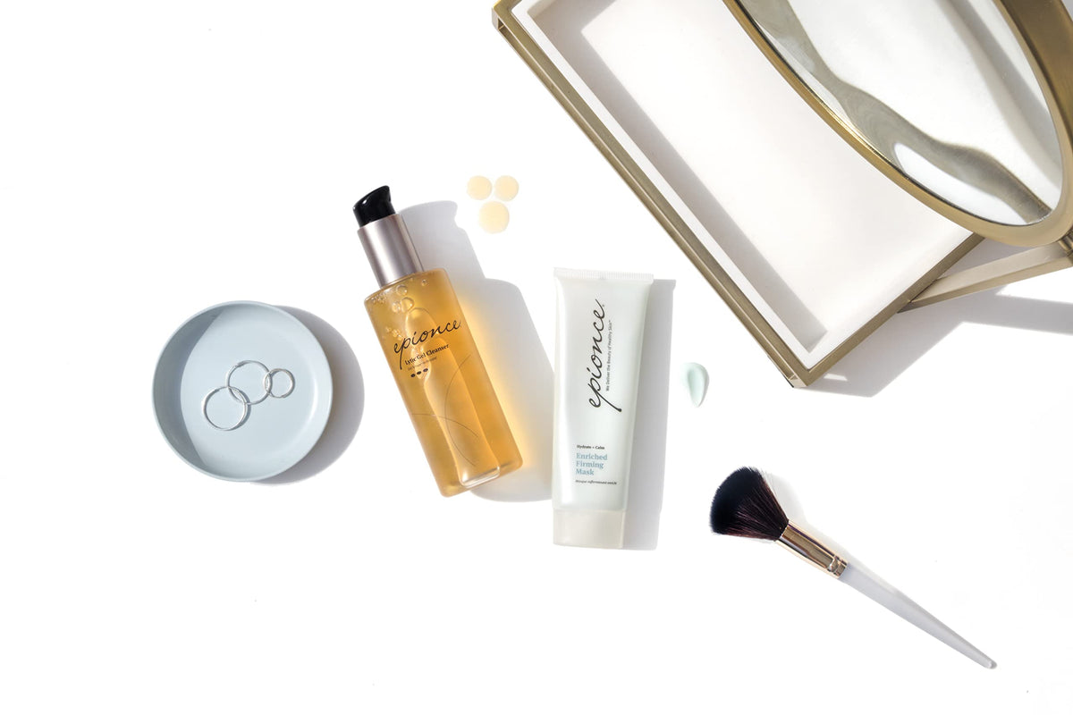 Product label close-up showing Epionce ingredients for skin support