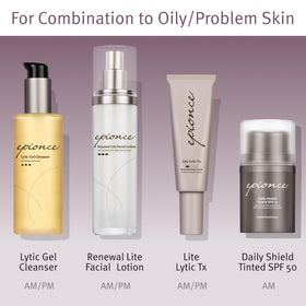 Epionce lytic gel bottle with a ruler for size scale and travel-friendly perspective