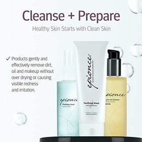 Epionce label close-up with ingredient list, showing transparency and skin-friendly formulation