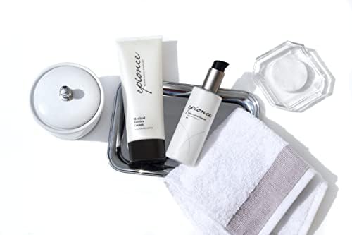 Epionce travel-ready flatlay with cleanser and accessories, highlighting portability and convenience