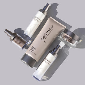 Epionce Renewal Body Lotion ingredient panel label highlighting dermatologist-formulated benefits