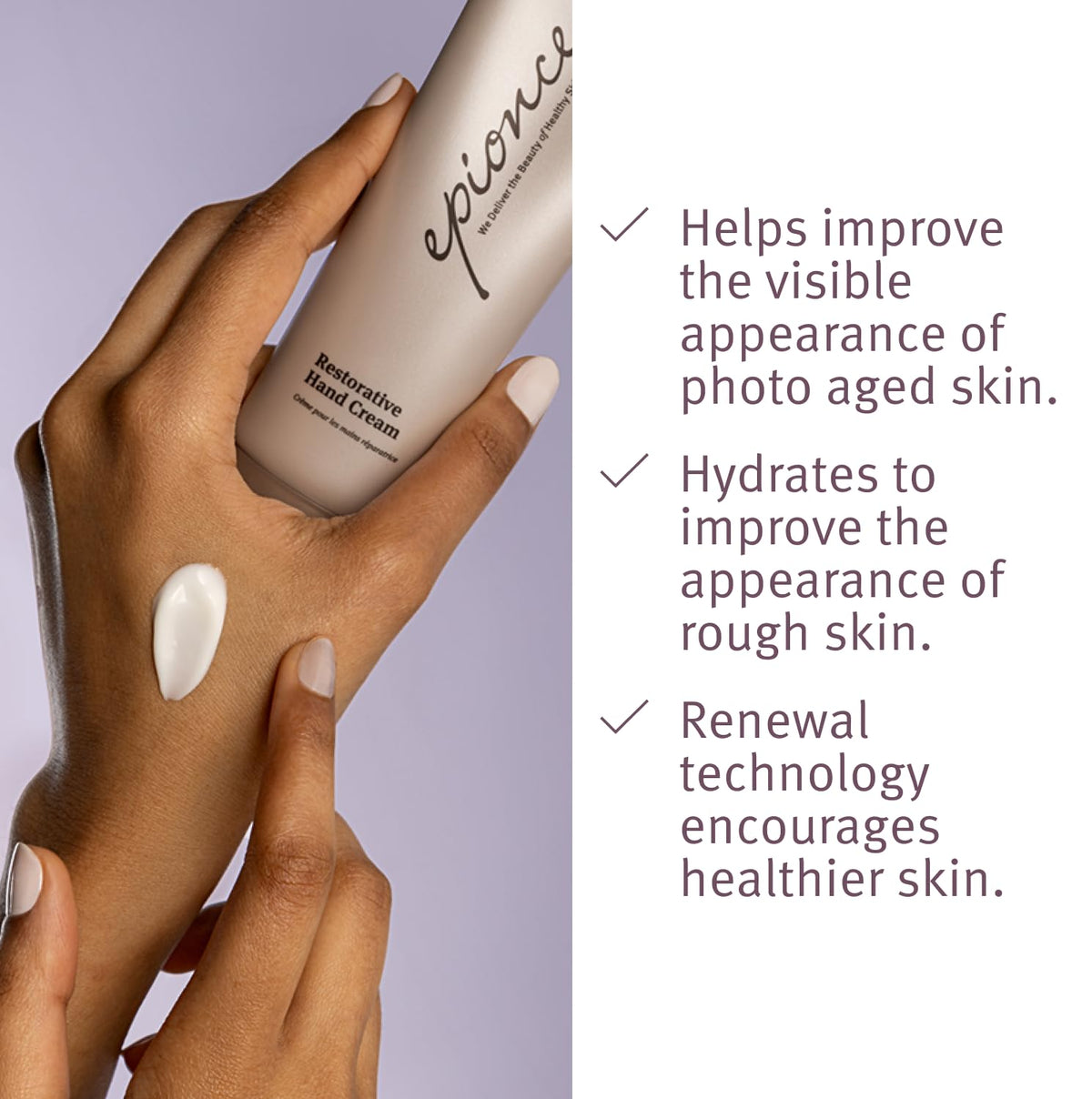 Epionce cream texture close-up highlighting lightweight, non-greasy feel