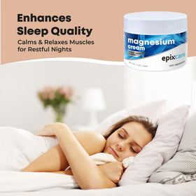 EpixCare magnesium cream applied to foot demonstrating soothing massage benefit