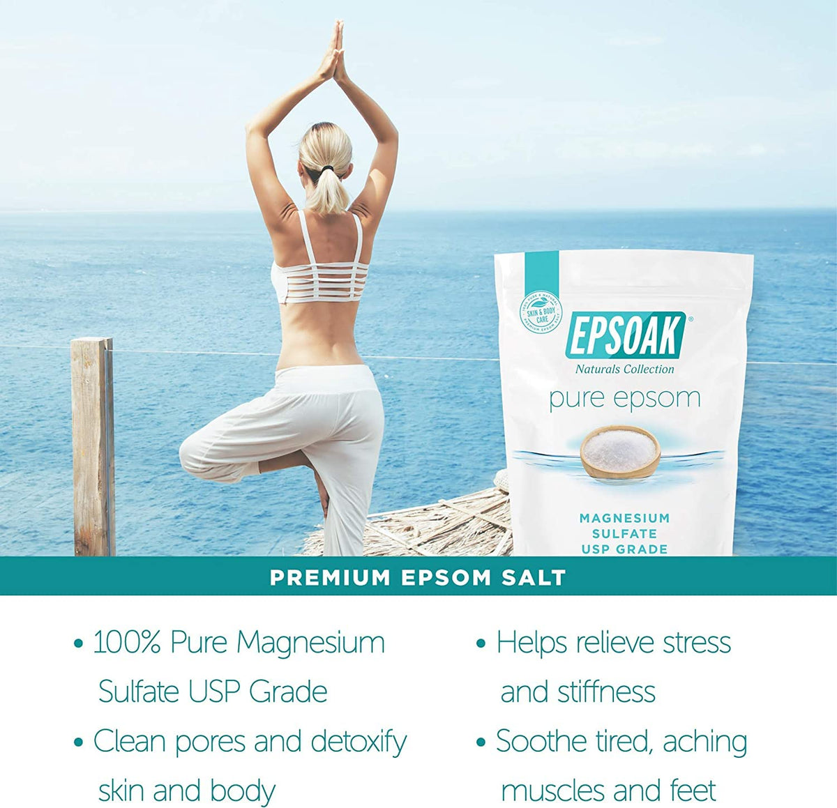 Epsoak being added to a foot soak basin demonstrating simple at-home foot care