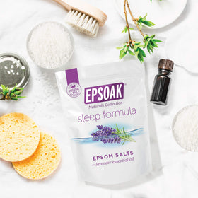 Epsoak label closeup showing USP magnesium sulfate and made in USA marking