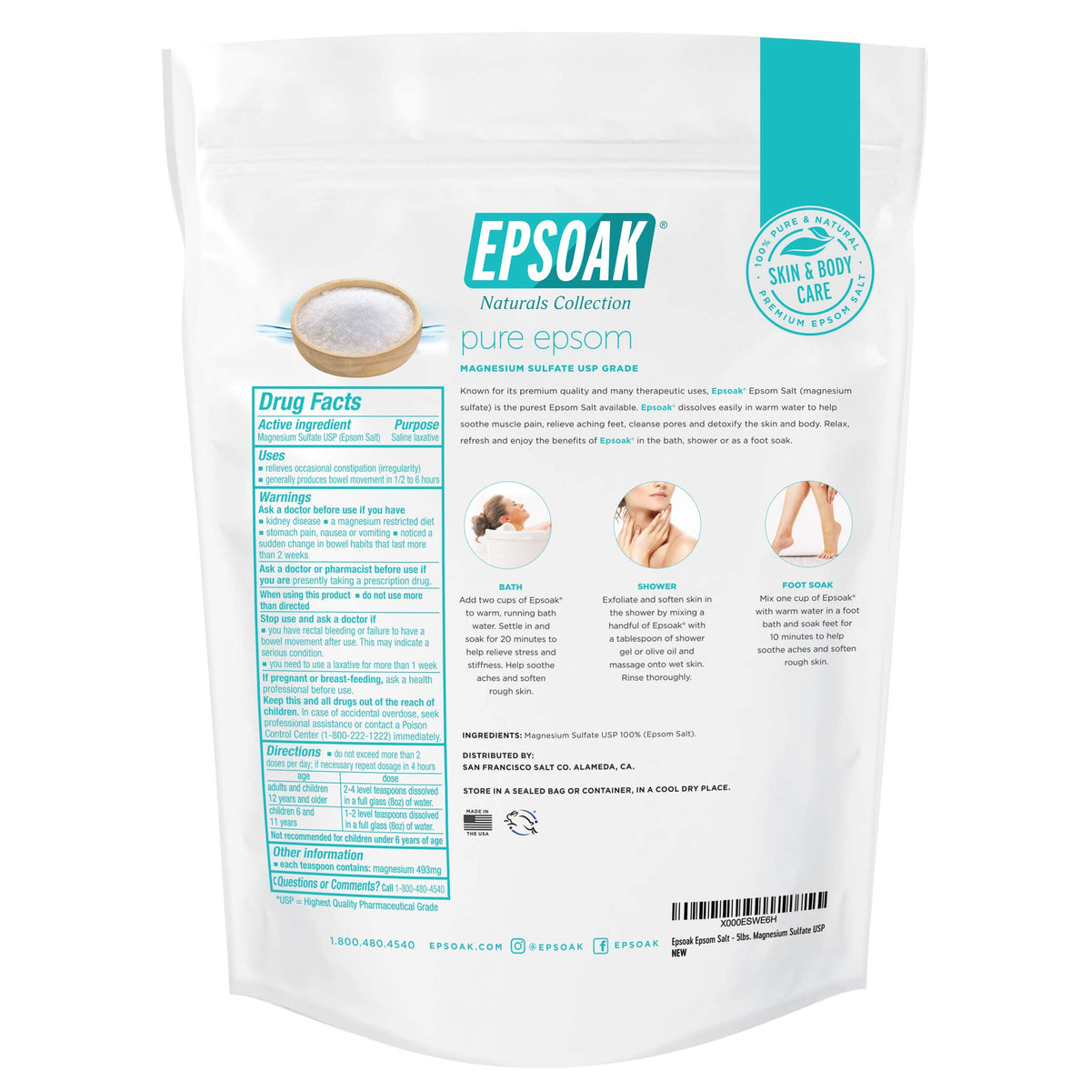 Epsoak resealable zipper closeup demonstrating easy storage and moisture protection